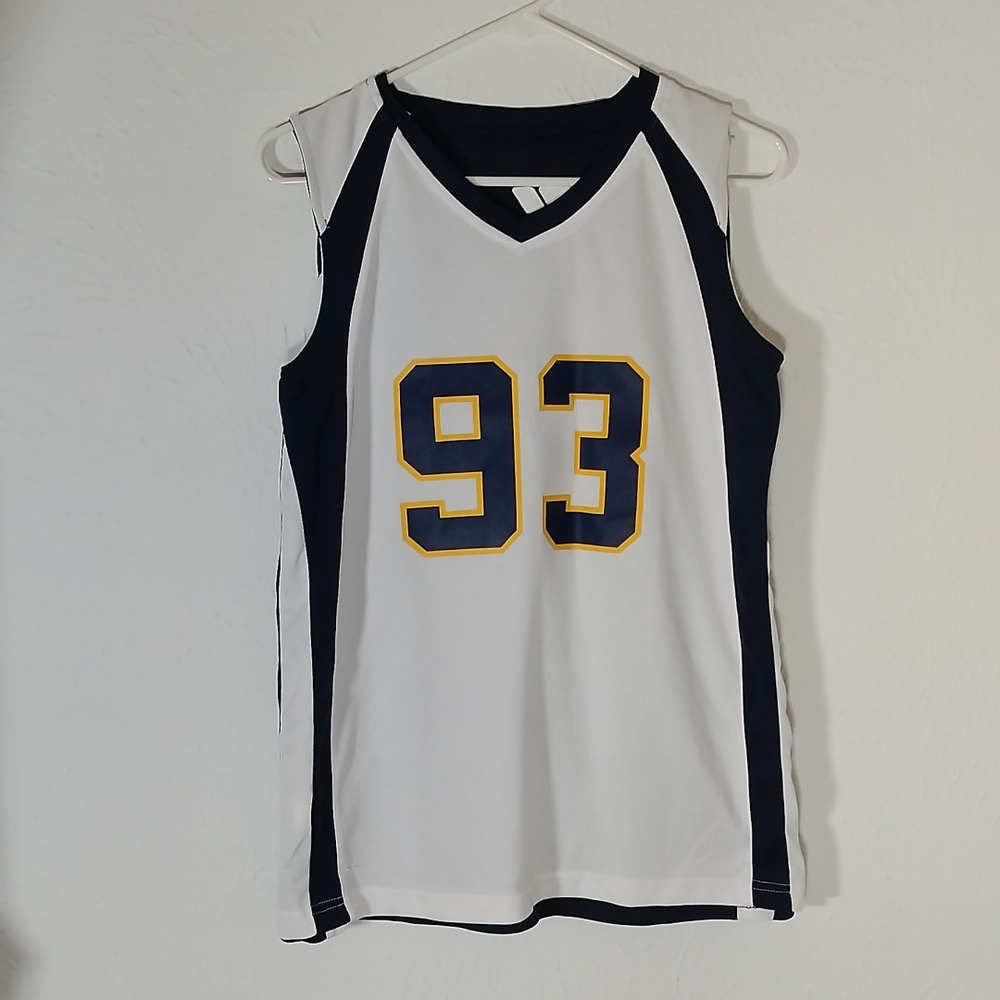Alleson Athletic Youth L Basketball Jersey Reversible Navy and White with Gold